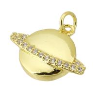Cubic Zirconia Micro Pave Brass Pendant, gold color plated, fashion jewelry & DIY & micro pave cubic zirconia, golden, 19x15x4mm, Hole:Approx 3mm, 10PCs/Lot, Sold By Lot