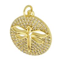 Cubic Zirconia Micro Pave Brass Pendant Round gold color plated fashion jewelry & DIY & micro pave cubic zirconia golden Approx 4mm Sold By Lot