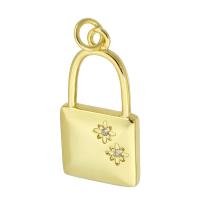 Cubic Zirconia Micro Pave Brass Pendant, Handbag, gold color plated, fashion jewelry & DIY & micro pave cubic zirconia, golden, 12.50x25x3mm, Hole:Approx 3mm, 10PCs/Lot, Sold By Lot