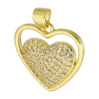 Cubic Zirconia Micro Pave Brass Pendant, Heart, gold color plated, fashion jewelry & DIY & micro pave cubic zirconia, golden, 19x19x3mm, Hole:Approx 3mm, 10PCs/Lot, Sold By Lot