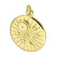 Brass Jewelry Pendants, Round, gold color plated, fashion jewelry & DIY, golden, 18x21x3mm, Hole:Approx 3mm, 10PCs/Lot, Sold By Lot