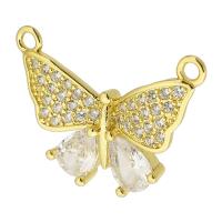 Cubic Zirconia Micro Pave Brass Pendant Butterfly gold color plated fashion jewelry & DIY & micro pave cubic zirconia golden Approx 2mm Sold By Lot