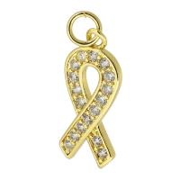 Cubic Zirconia Micro Pave 925 Sterling Silver Pendant, Brass, gold color plated, fashion jewelry & DIY & micro pave cubic zirconia, golden, 9x21x2mm, Hole:Approx 3mm, 10PCs/Lot, Sold By Lot