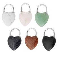 Gemstone Pendants Jewelry Brass with Gemstone Heart silver color plated fashion jewelry & DIY Sold By PC