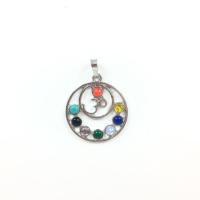 Tibetan Style Pendant, with Gemstone, platinum color plated, Unisex & different styles for choice, more colors for choice, nickel, lead & cadmium free, Sold By PC