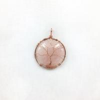 Quartz Gemstone Pendants Natural Stone with Brass Flat Round plated & Unisex nickel lead & cadmium free 43mm Sold By PC