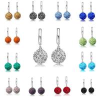 Rhinestone Clay Pave Bead Drop Earring with Zinc Alloy Round platinum color plated fashion jewelry & for woman Sold By Pair