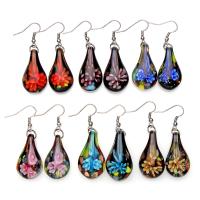 Lampwork Jewelry Earring, Teardrop, fashion jewelry & for woman, more colors for choice, 15x25mm, Sold By Pair