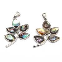 Abalone Shell Pendant, with Tibetan Style, Feather, silver color plated, for couple, multi-colored, 33x51mm, Sold By PC