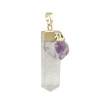 Clear Quartz Pendant with Amethyst & Brass Conical gold color plated Unisex clear Sold By PC