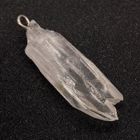 Clear Quartz Pendant, with Brass, irregular, silver color plated, DIY, white, 6x30-12x45mm, Sold By PC
