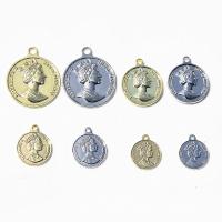 Zinc Alloy Pendants Round plated DIY nickel lead & cadmium free Sold By PC