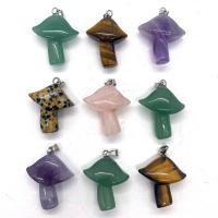 Gemstone Pendant with Brass mushroom silver color plated DIY white Sold By PC