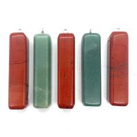 Gemstone Pendants Jewelry Red Jasper with Green Aventurine & Brass Rectangle silver color plated DIY Sold By PC