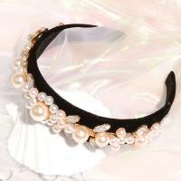 Haarbanden, Katoenfluweel, met Plastic & Plastic Pearl, handgemaakt, Koreaanse stijl & voor vrouw, zwart, Verkocht door PC