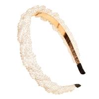 Banda del Pelo, Perlas plásticas, con Plástico, hecho a mano, Estilo coreano & para mujer, Blanco, Vendido por UD