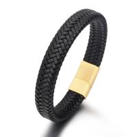 Leather Bracelet with Titanium Steel stoving varnish fashion jewelry & Unisex 25*13mm 12mm Length Approx 8.27 Inch Sold By PC