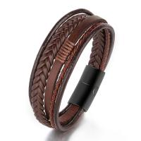cuir PU bracelet, avec Acier titane, Impression, bijoux de mode & pour homme, plus de couleurs à choisir, 10mm, Longueur Environ 8.46 pouce, Vendu par PC