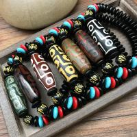 Agate Jewelry Bracelet, Tibetan Agate, with Glass Beads, fashion jewelry & Unisex, more colors for choice, 40x15mm, Sold Per Approx 8.27 Inch Strand