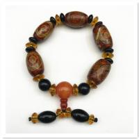 Agate Jewelry Bracelet Tibetan Agate with Glass Beads & Resin polished fashion jewelry & Unisex Sold Per Approx 8.27 Inch Strand