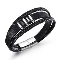PU Leather Bracelet, with Titanium Steel, three layers & fashion jewelry & Unisex, more colors for choice, Length:Approx 7.87 Inch, Sold By PC