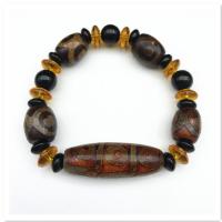 Tibetan Agate Buddhist Beads Bracelet with Glass Beads & Resin polished fashion jewelry & Unisex & anti-fatigue 15*13mm 40*14mm Sold Per Approx 8.27 Inch Strand