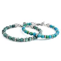 Gemstone Bracelets, 316L Stainless Steel, with African Turquoise & Lapis Lazuli, with 1.18inch extender chain, fashion jewelry & different materials for choice & Unisex, 6mm, Length:Approx 7.48 Inch, Sold By PC