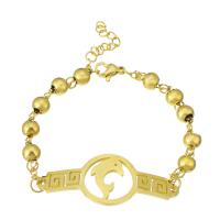 Bijoux bracelet en acier inoxydable, Acier inoxydable 304, bijoux de mode & pour femme, doré, 43.50x18mm, Longueur:Environ 8 pouce, Vendu par PC