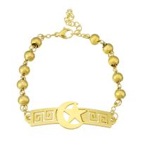 Bijoux bracelet en acier inoxydable, Acier inoxydable 304, bijoux de mode & pour femme, doré, 44x14mm, Longueur:Environ 8 pouce, Vendu par PC