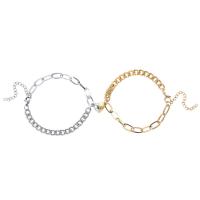 Couple Bracelet and Bangle 304 Stainless Steel with Zinc Alloy with 5cm extender chain Round Vacuum Plating 2 pieces & fashion jewelry & for couple Length 17 cm Sold By Pair