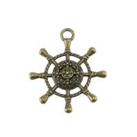 Tibetan Style Ship Wheel & Anchor Pendant, plated, DIY, more colors for choice, nickel, lead & cadmium free, 35mm, Sold By PC