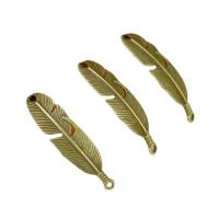 Tibetan Style Feather Pendants, plated, DIY, more colors for choice, nickel, lead & cadmium free, 45x11mm, Sold By PC