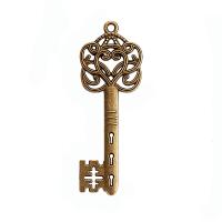 Tibetan Style Key Pendants, plated, DIY, more colors for choice, nickel, lead & cadmium free, 58x21mm, Sold By PC