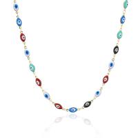 Evil Eye Jewelry Necklace Brass gold color plated & for woman & enamel multi-colored Length Approx 17.7 Inch Sold By PC