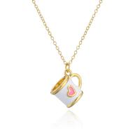 Brass Necklace Cup gold color plated for woman & enamel Length Approx 17.7 Inch Sold By PC