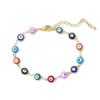 Evil Eye Schmuck Halskette, Messing, goldfarben plattiert, verschiedene Größen vorhanden & für Frau & Emaille, farbenfroh, Länge ca. 17.7 ZollInch, verkauft von PC