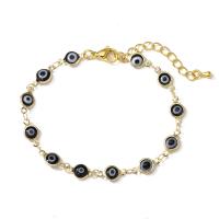 Evil Eye Jewelry Bracelet Brass gold color plated for woman & enamel 230mm Sold By PC