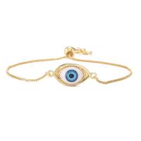 Evil Eye Jewelry Bracelet, Brass, gold color plated, for woman & enamel, 28x12mm, Sold By PC