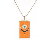 Cubic Zircon Micro Pave Brass Necklace Square gold color plated evil eye pattern & micro pave cubic zirconia & for woman & enamel Length Approx 17.7 Inch Sold By PC
