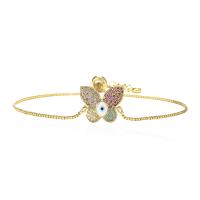 Cubic Zirconia Micro Pave Brass Bracelet Butterfly gold color plated & micro pave cubic zirconia & for woman & enamel Sold By PC
