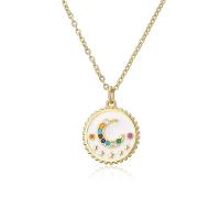 Cubic Zircon Micro Pave Brass Necklace gold color plated & micro pave cubic zirconia & for woman & enamel multi-colored Length Approx 17.7 Inch Sold By PC