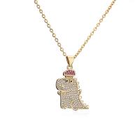 Cubic Zircon Micro Pave Brass Necklace, Dinosaur, gold color plated, different styles for choice & micro pave cubic zirconia & for woman, more colors for choice, 22x25mm, Length:Approx 17.7 Inch, Sold By PC