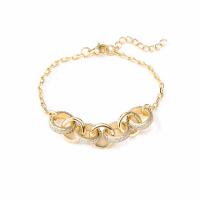 Cubic Zirconia Micro Pave Brass Bracelet, gold color plated, micro pave cubic zirconia & for woman, 190mm, Sold By PC