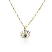 Cubic Zircon Micro Pave Brass Necklace, gold color plated, different styles for choice & micro pave cubic zirconia & for woman, multi-colored, 16x17mm, Length:Approx 17.7 Inch, Sold By PC