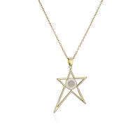 Cubic Zircon Micro Pave Brass Necklace, Star, gold color plated, micro pave cubic zirconia & for woman & enamel & hollow, more colors for choice, 38x48mm, Length:Approx 17.7 Inch, Sold By PC