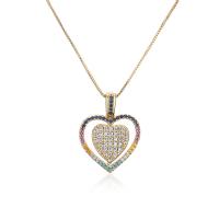 Cubic Zircon Micro Pave Brass Necklace, gold color plated, different styles for choice & micro pave cubic zirconia & for woman, multi-colored, 25x24mm, Length:Approx 17.7 Inch, Sold By PC
