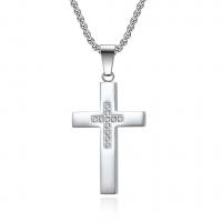 Stainless Steel Jewelry Necklace, 304 Stainless Steel, Cross, Vacuum Ion Plating, Unisex & with rhinestone, more colors for choice, 28x47mm, Length:Approx 23.6 Inch, Sold By PC