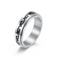Stainless Steel Finger Ring 304 Stainless Steel Vacuum Ion Plating rotatable & Unisex & blacken 6mm US Ring Sold By PC