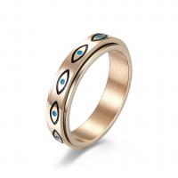 Палец кольцо из нержавеющей стали, Нержавеющая сталь 304, с рисунком глаз & Мужская & разный размер для выбора, Много цветов для выбора, 5mm, размер:5-11, продается PC