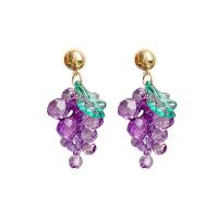 Resin Earring Zinc Alloy with Resin Grape gold color plated Korean style & for woman 51mm Sold By Pair